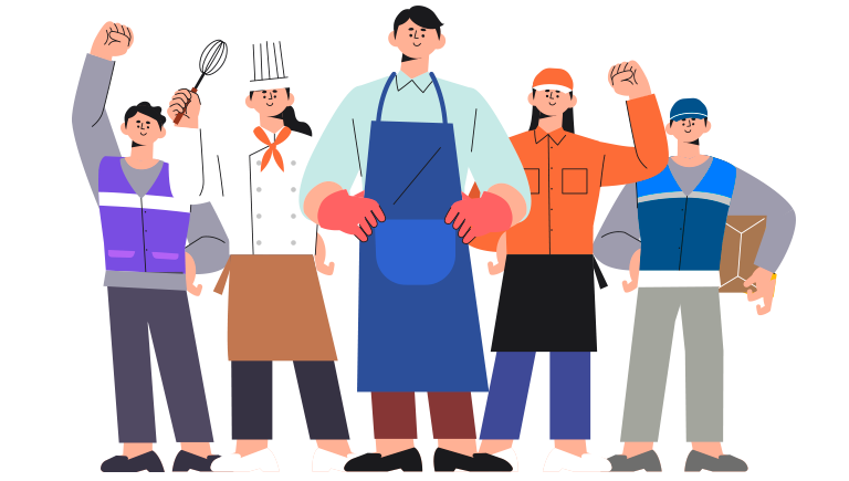 An illustration of micro-enterprises across various industries gathered together