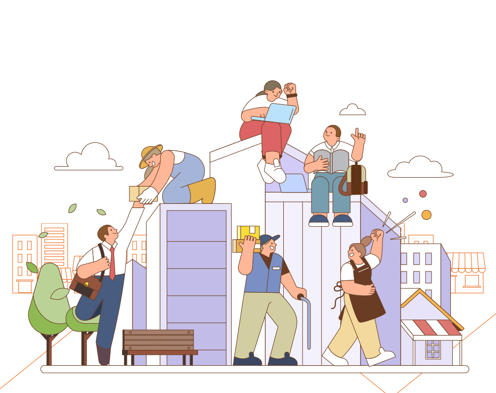 An illustration of micro-enterprises across various industries growing together